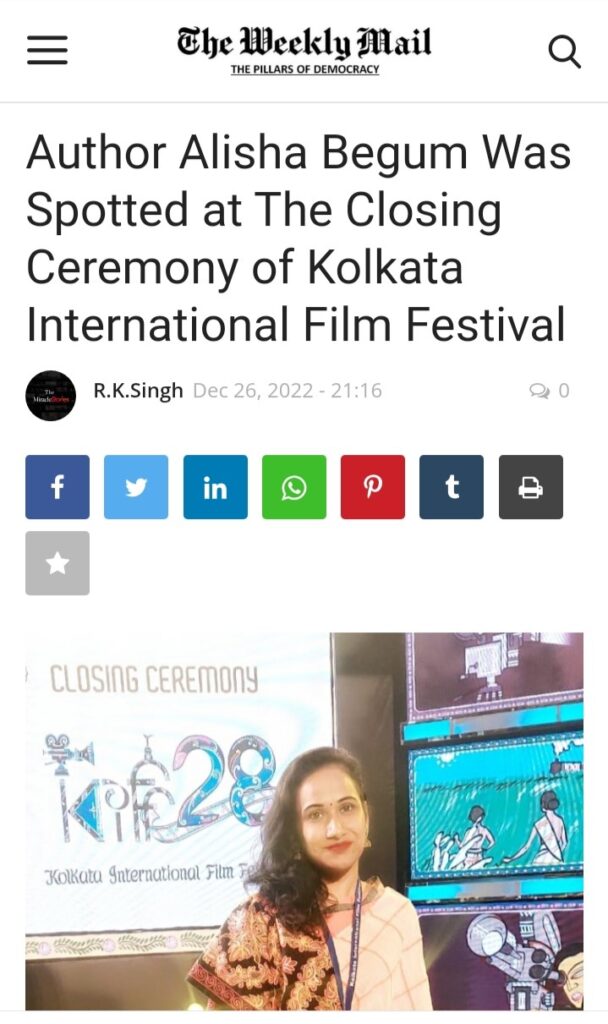 Alisha Begum, the author at KIFF2022